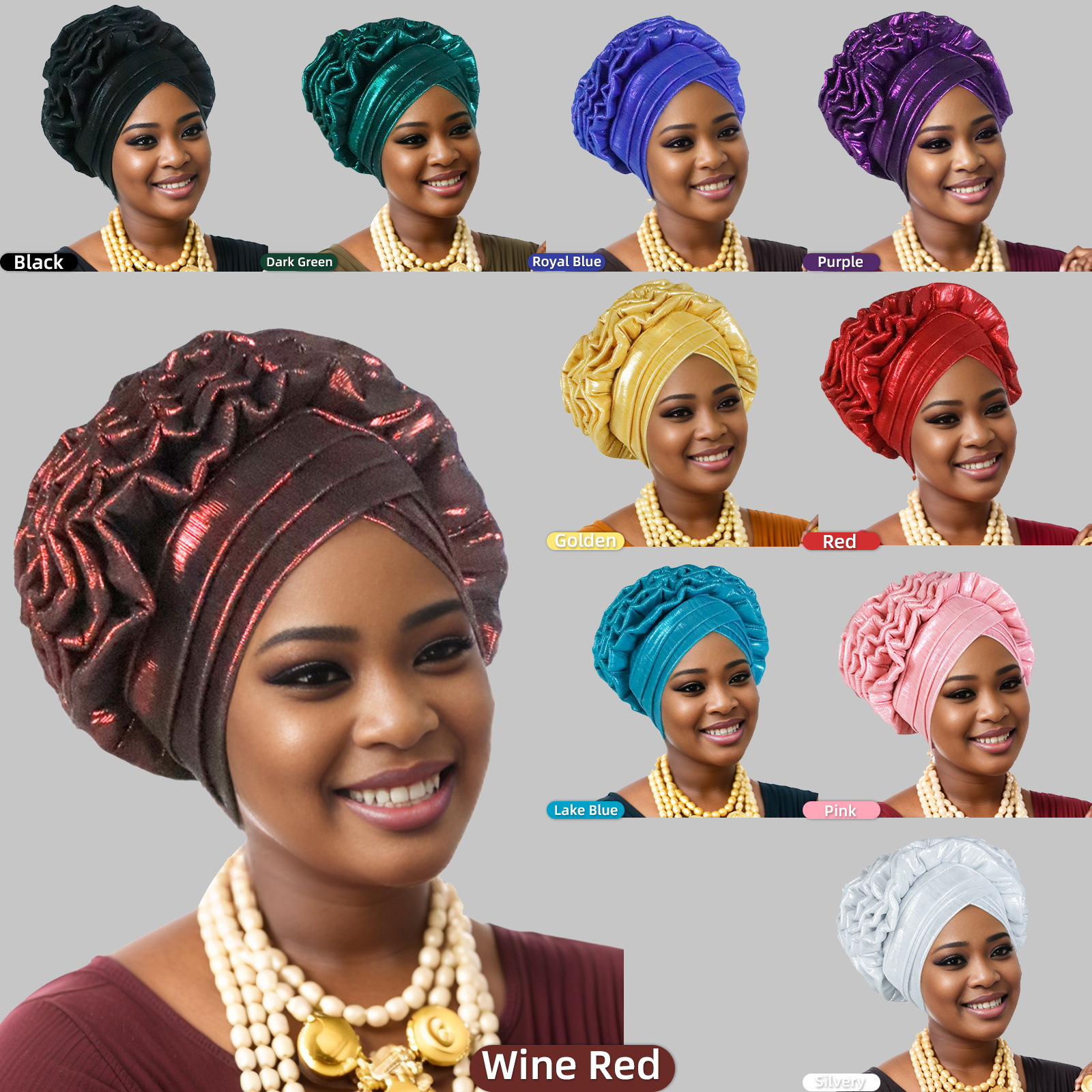 Turban à volants et fleurs préformé pour femmes africaines, Geles de mariage, foulards de tête féminins, coiffes nigérianes Auto Gele
