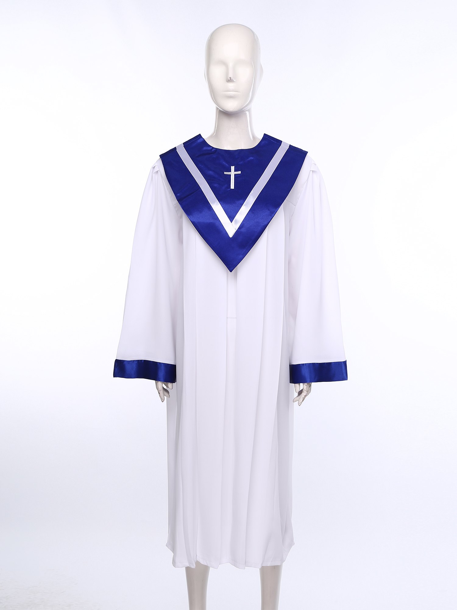 Robes de chorale mates unisexes pour robe de remise de diplôme d'église, Costume de spectacle avec étole en forme de V, Robes de fête de Festival pour femmes et hommes