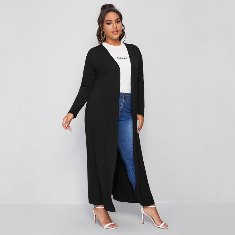 Cardigan à manches longues pour femmes, grande taille, élégant, ouvert devant, ample, noir, décontracté, vêtements pour femmes, grande taille 6XL 7XL