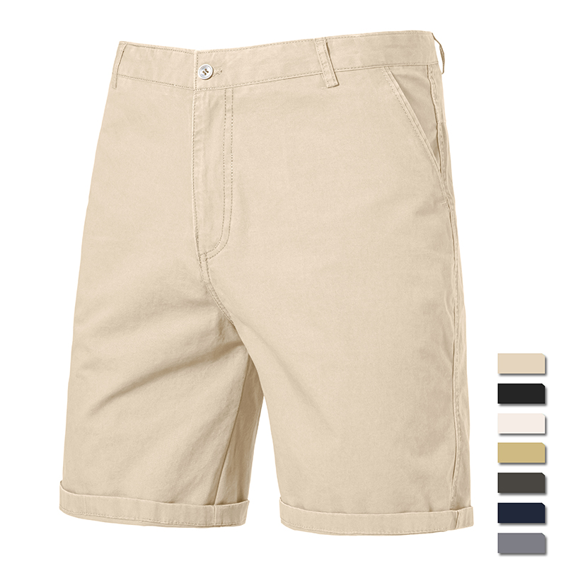 Shorts décontractés classiques pour hommes 100% coton, kaki, gris, marine, noir, shorts jusqu'aux genoux, style américain, streetwear, shorts de golf