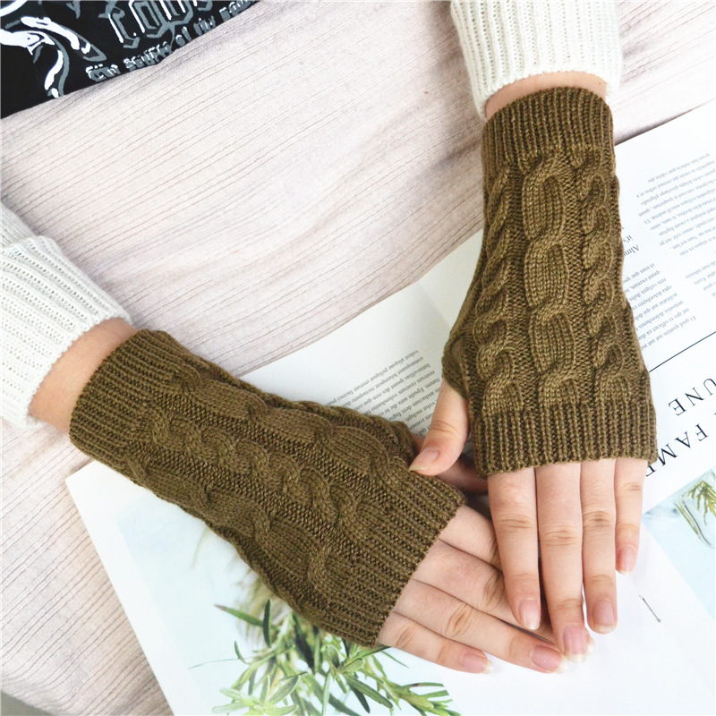 Gants d'hiver chauffe-mains pour femmes, mitaines en fausse laine tricotée, à la mode, sans doigts, nouvelle collection
