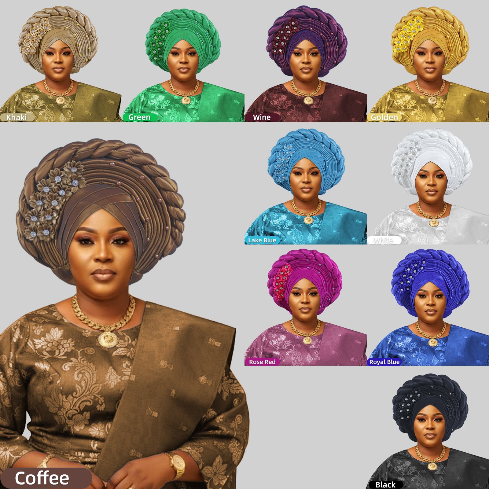 Turban africain élastique à volants pour femme, foulard nigérian, coiffe de mariage, auto-gele, couvre-chef de fête, chapeau
