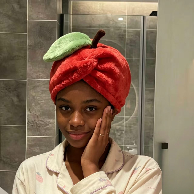 Joli bonnet pour cheveux secs de style Ping Anguo, absorption rapide de l'eau, super absorption, serviette à séchage rapide, foulard corail