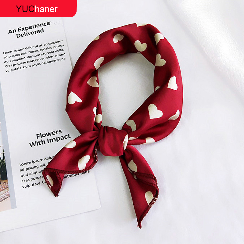 Foulard de cheveux cravate imprimé Animal rouge amour Satin 50 cm petit/carré/soie/cou/anneau/écharpe hiver foulard pour femmes foulard 2018