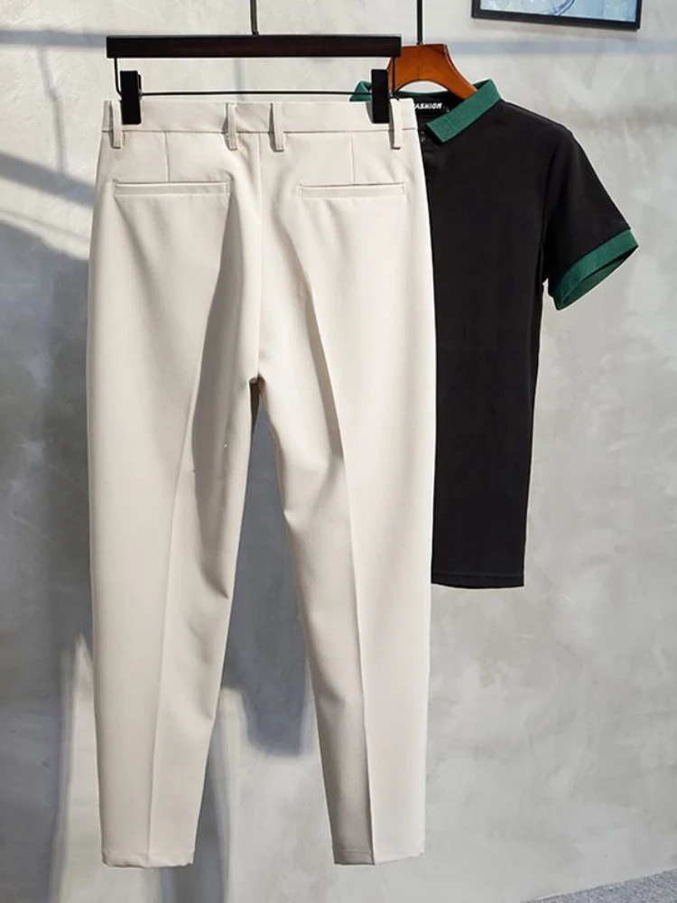 9 costumes courts pour hommes pantalons blancs pour hommes drapeados fluides de haute qualité vêtements de luxe de Style coréen de luxe été 2025 pas cher