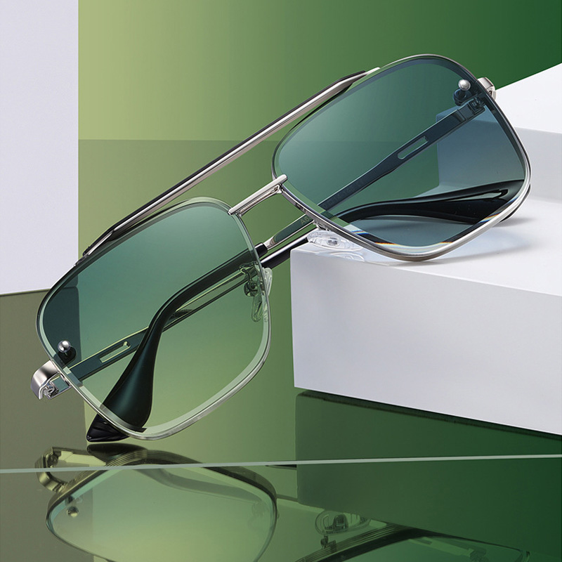 Lunettes de soleil dégradées pour hommes, grandes lunettes de soleil à monture métallique pour femmes