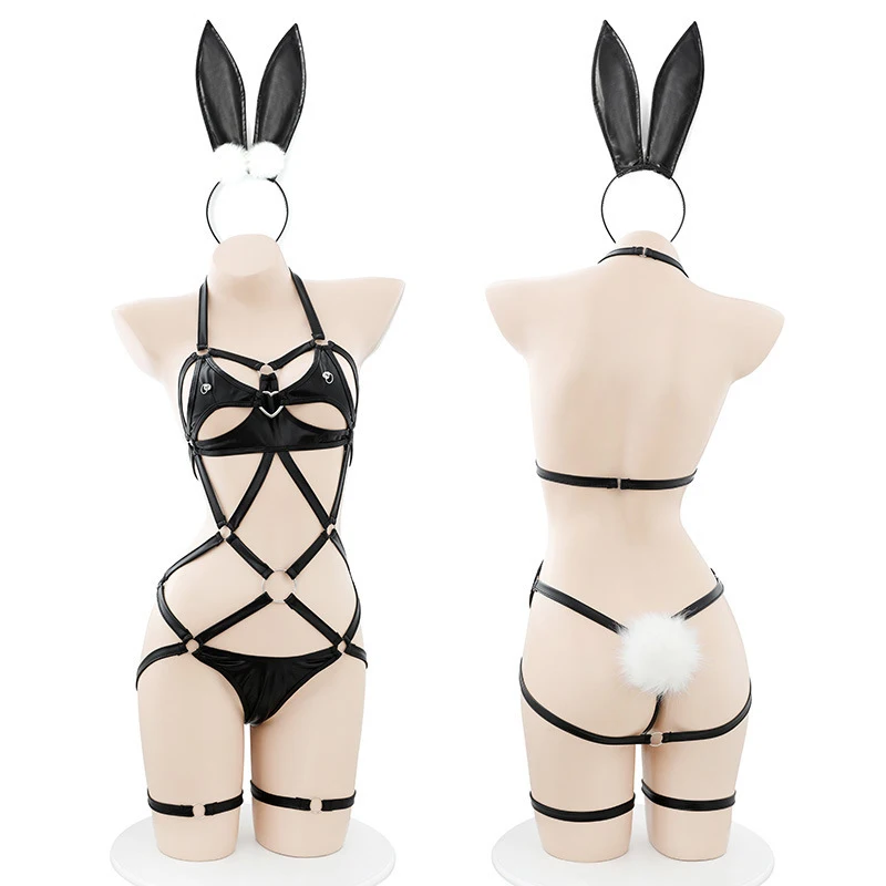 Bsie M-Costume de batterie évidé en cuir PU pour femme, uniforme de cosplay, lingerie sexy, bande de sauna, bondage, lapin, fille, 7.0