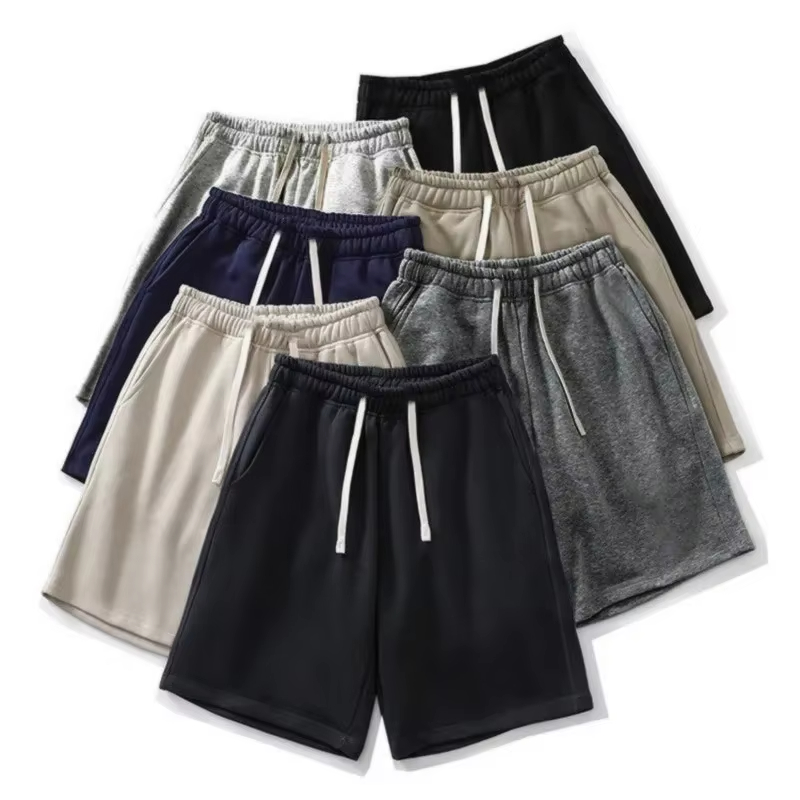 Short de sport pour hommes quatre saisons Fitness ample pur noir tricoté coton short décontracté Streetwear short de sport