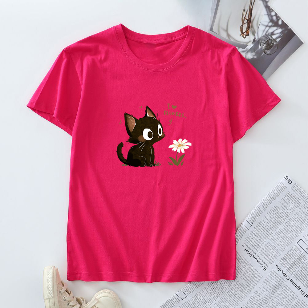 T-shirt en coton pour femmes mode Kawaii Harajuku chat graphique t-shirts été à manches courtes femme T-shirt hauts femme T-shirt vêtements