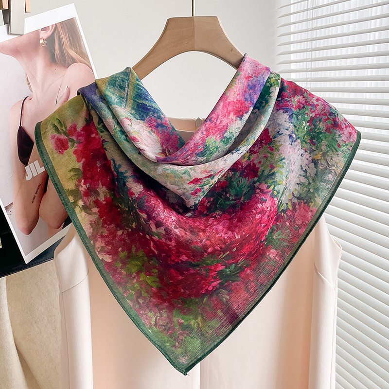 Écharpes de cou tendance pour femmes, châles et foulards en coton imprimé, petits bandanas, foulards carrés, jolis hijabs 68x68cm