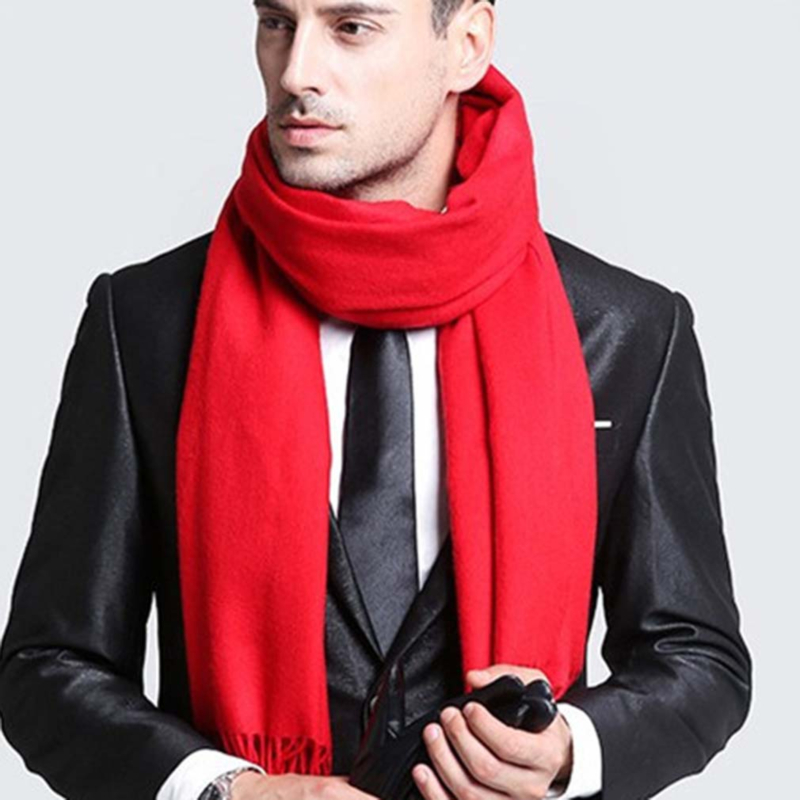 Foulards en laine hiver doux chaud cachemire châle épaissi Long gland châle chaud écharpe mode couleur unie femmes homme écharpe