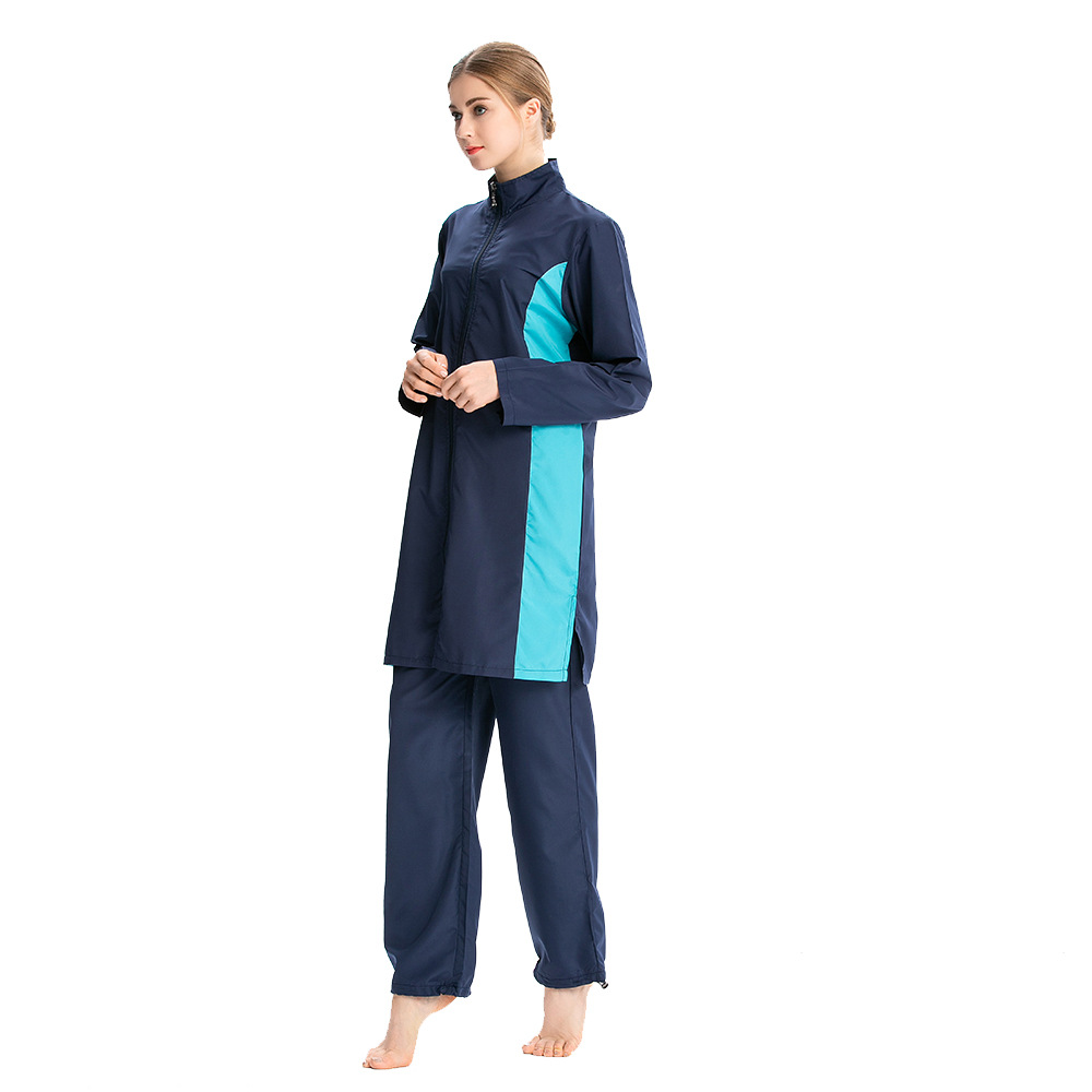 Maillots de bain imprimés imperméables pour femmes, Hijab islamique, vêtements de plage à glissière, maillots de bain musulmans, Burkinis amples, maillots de bain