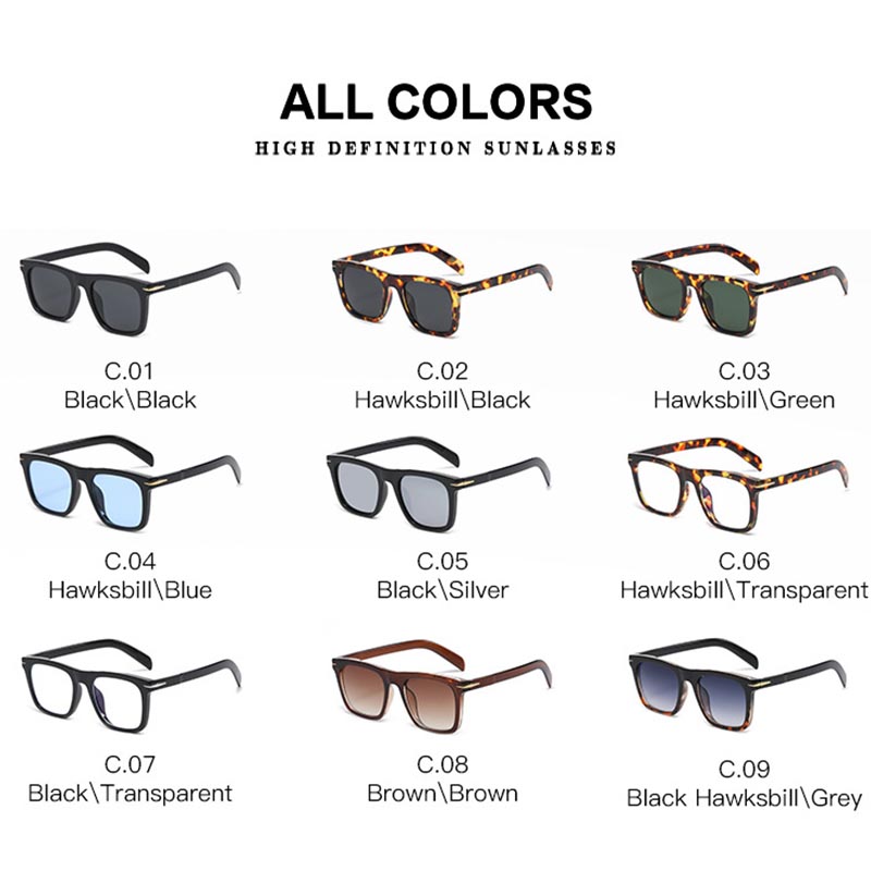 Lunettes de soleil carrées classiques pour hommes et femmes, lunettes de soleil à rivets rétro, lunettes de pilote UV400, marque de mode, 2025
