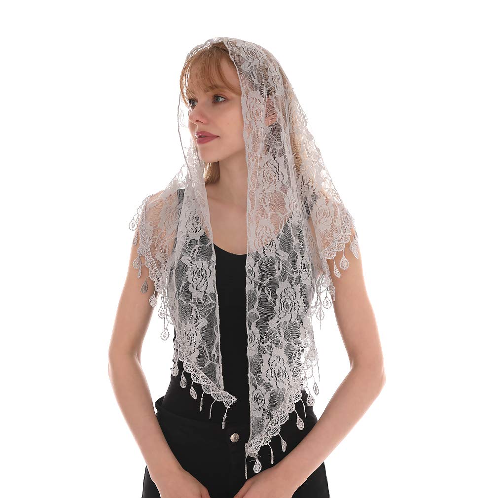 Voile en dentelle brodé pour femmes, écharpe Hijab pour église, mantille espagnole, bandeau catholique, glands, châle, enveloppe florale pour cheveux