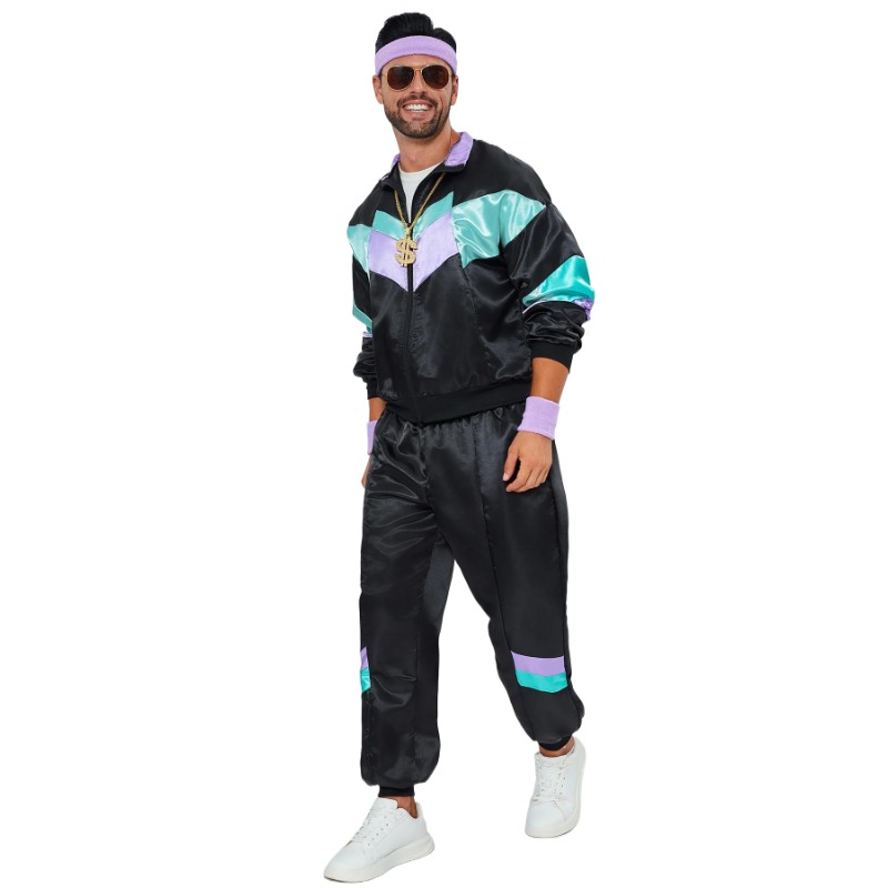Tenue des années 80 et 90 pour hommes et femmes, survêtement rétro pour hommes, coupe-vent Hip Hop, vêtements de sport Disco des années 90 pour fête cosplay