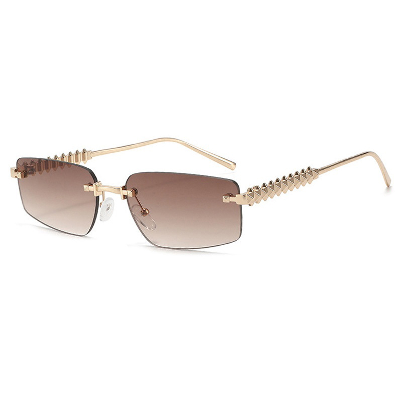 Marque sans monture carré lunettes de soleil femmes 2025 Sexy à la mode marque de luxe cadre en métal lunettes de soleil pour dames populaire Vintage