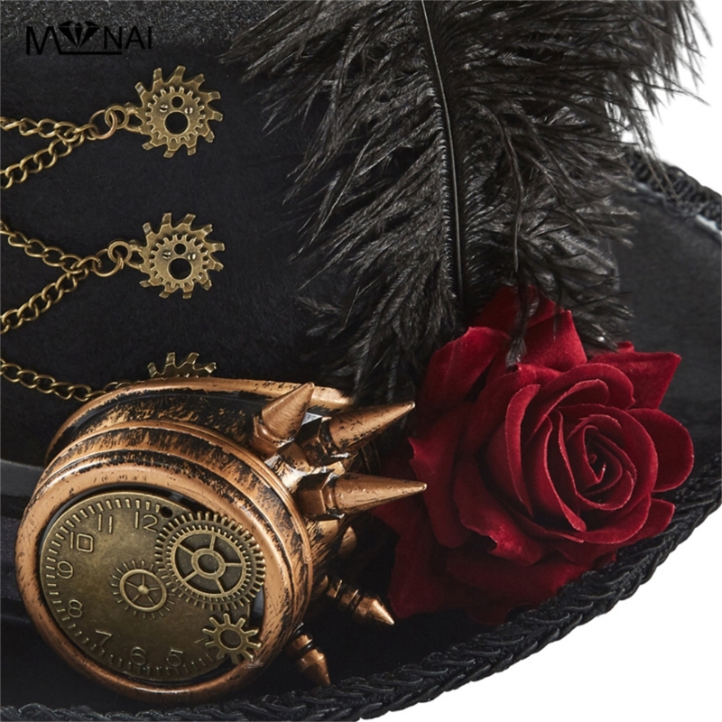 Chapeau Steampunk pour hommes, avec lunettes, chapeau dans le temps, accessoires Steampunk pour fête d'halloween H9ED