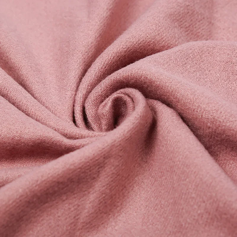 Écharpe longue en cachemire pour femme, hijab, pashmina, châle, pampilles, étoles, couleur unie, 68x200cm, hiver
