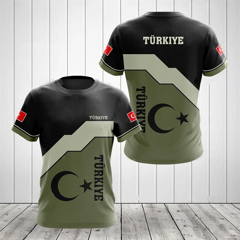 Drapeau turc Graphique T-shirts Militaire Camouflage Tops Sports de Plein Air Football Manches Courtes Imprimé Turquie T-shirt Décontracté