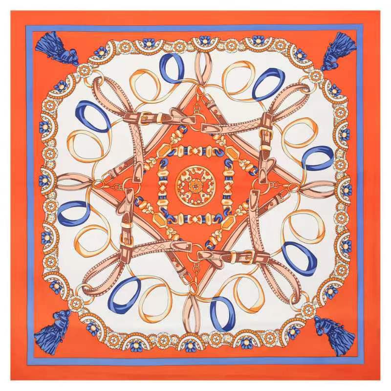 130*130 cm 100% sergé foulard en soie femmes luxe chaîne impression plage châle carré Bandana foulard Femme Fourlard Echarpes étoles