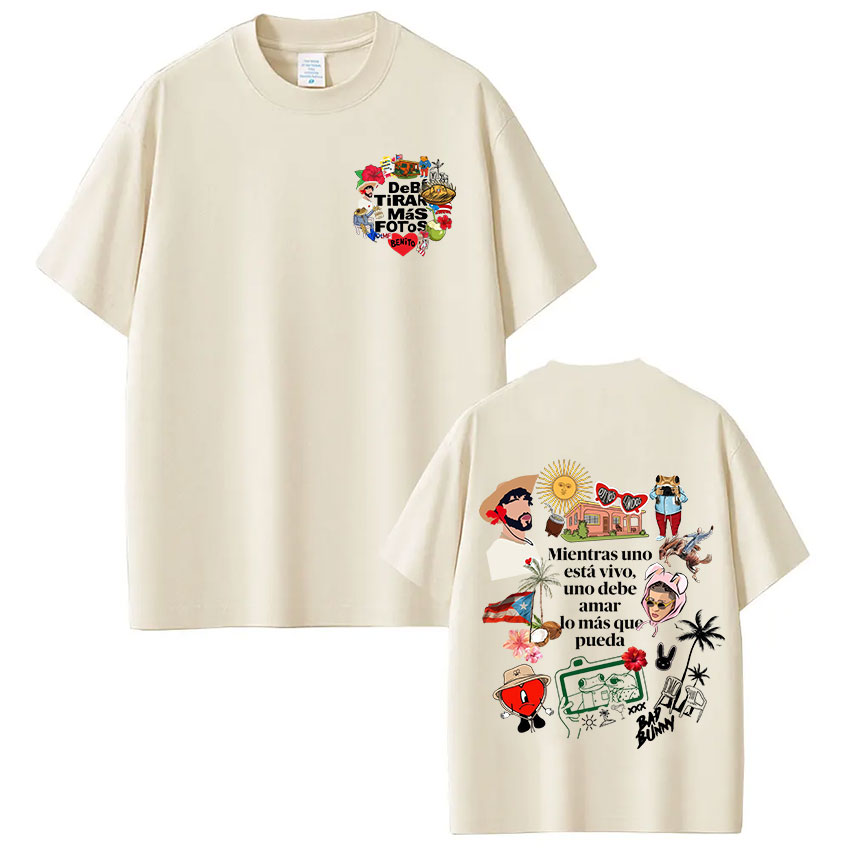 T-shirt Rapper Bad Bunny Debi Tirar Mas Fotos DTMF, vêtements pour hommes et femmes, mode Hip Hop, T-shirt surdimensionné décontracté en coton