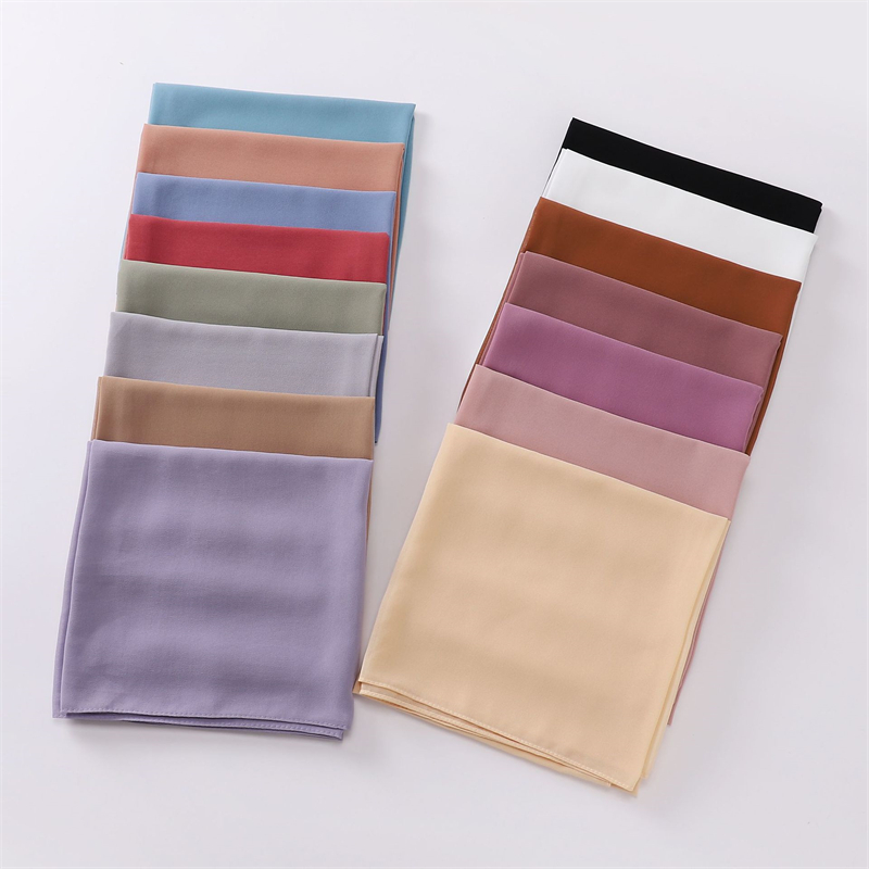 Hijab en mousseline de soie musulman, écharpe carrée unie, couvre-chef pour femmes, hijabs, écharpes, hijabs en jersey, turban islamique, bandeau, châle