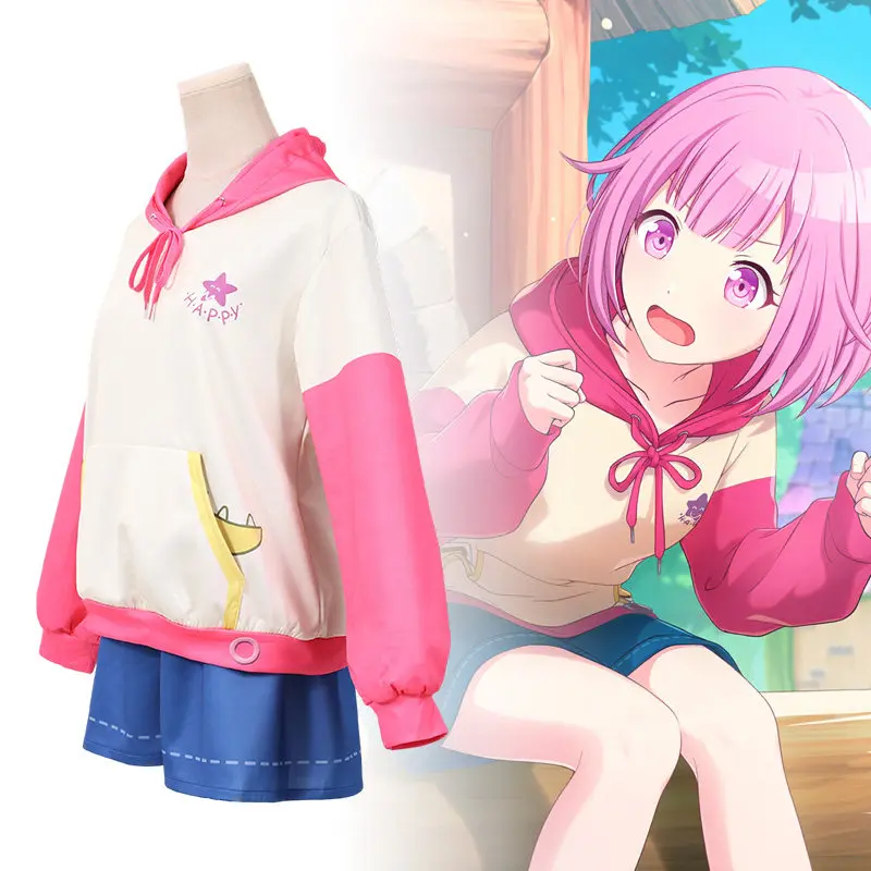 Costume de cosplay Anime Project Sekai Otori Emu, ensemble à capuche et short rose pour femme, idéal pour les fêtes, Halloween, les uniformes de jeu et les tenues quotidiennes