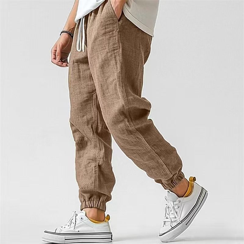 Pantalon Homme en Coton et Lin, Style Coréen, Décontracté, Ample, Harem, avec Cordon de Serrage, pour la Gym et le Streetwear, Printemps-Automne