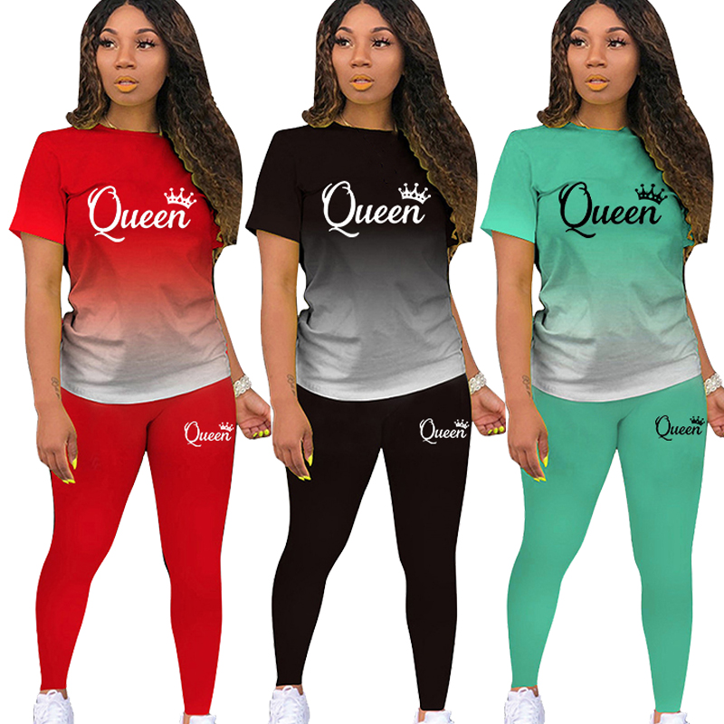 T-shirt et pantalon à manches courtes et col rond pour femme, ensemble 2 pièces, décontracté, Patchwork, à la mode, été