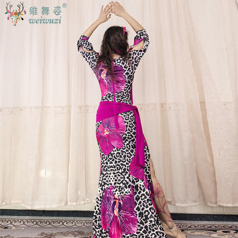 Costume de danse orientale pour femmes, robe à imprimé léopard, ensemble de 5 pièces, robe Baladi Shaabi, ensemble d'entraînement, vêtements pour spectacles folkloriques orientaux