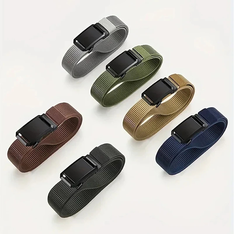 Nouvelle ceinture en toile à boucle automatique, tactique, décontractée, pour l'entraînement en plein air, accessoire polyvalent pour pantalon de travail, pour hommes, usage quotidien