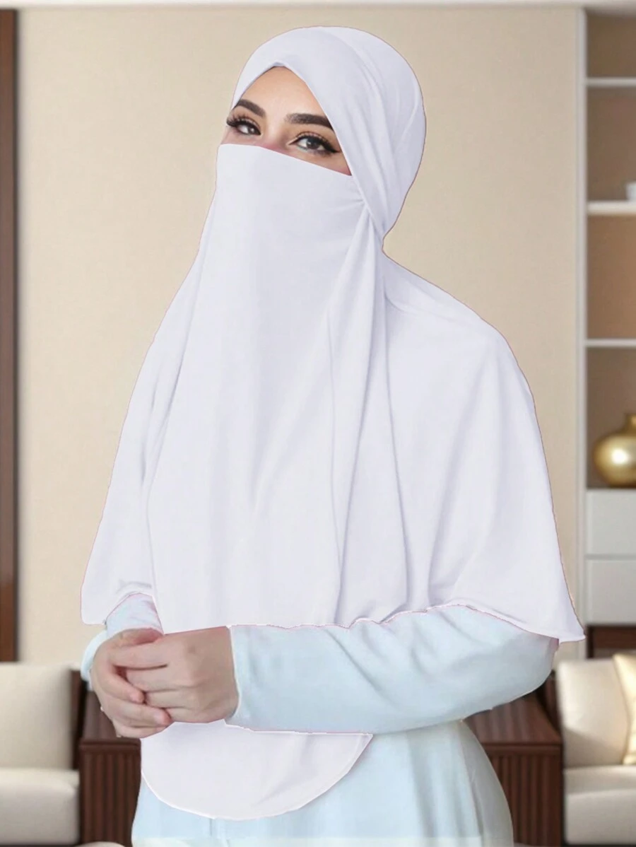 Hijab musulman prêt-à-porter avec sangle, foulard instantané en jersey, voile islamique uni, bandana pour femme musulmane