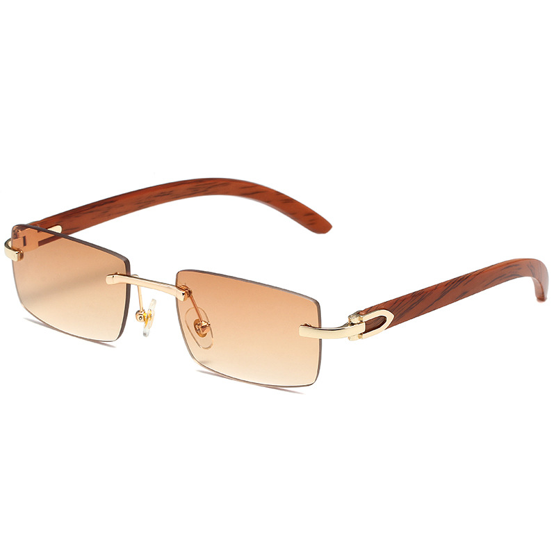Lunettes de soleil pour hommes 2026 sans monture rectangulaires UV400, monture PC bleue, légères, confortables, style vintage, anti-reflet HD, pour l'extérieur