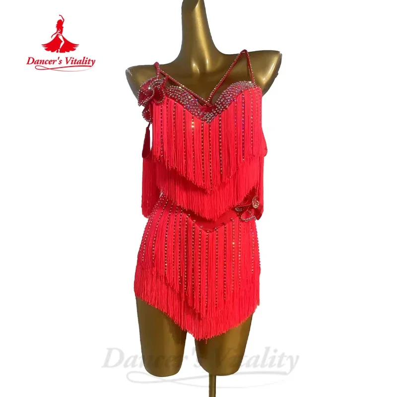 Robes de danse latine pour femmes, personnalisées, pierres AB, Sexy, dos nu, Tango, Samba, Rumba, Costumes de spectacle professionnel