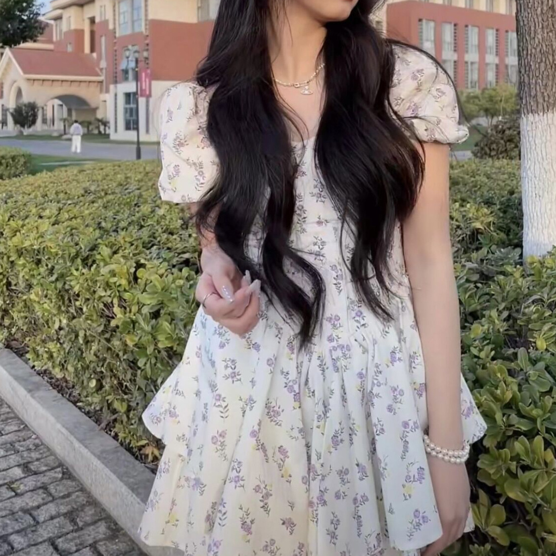 Robes pour femmes 2026, nouvelle collection été, mini-robe à imprimé floral, col carré, manches bouffantes, à une épaule, manches courtes, vêtements vestidoes