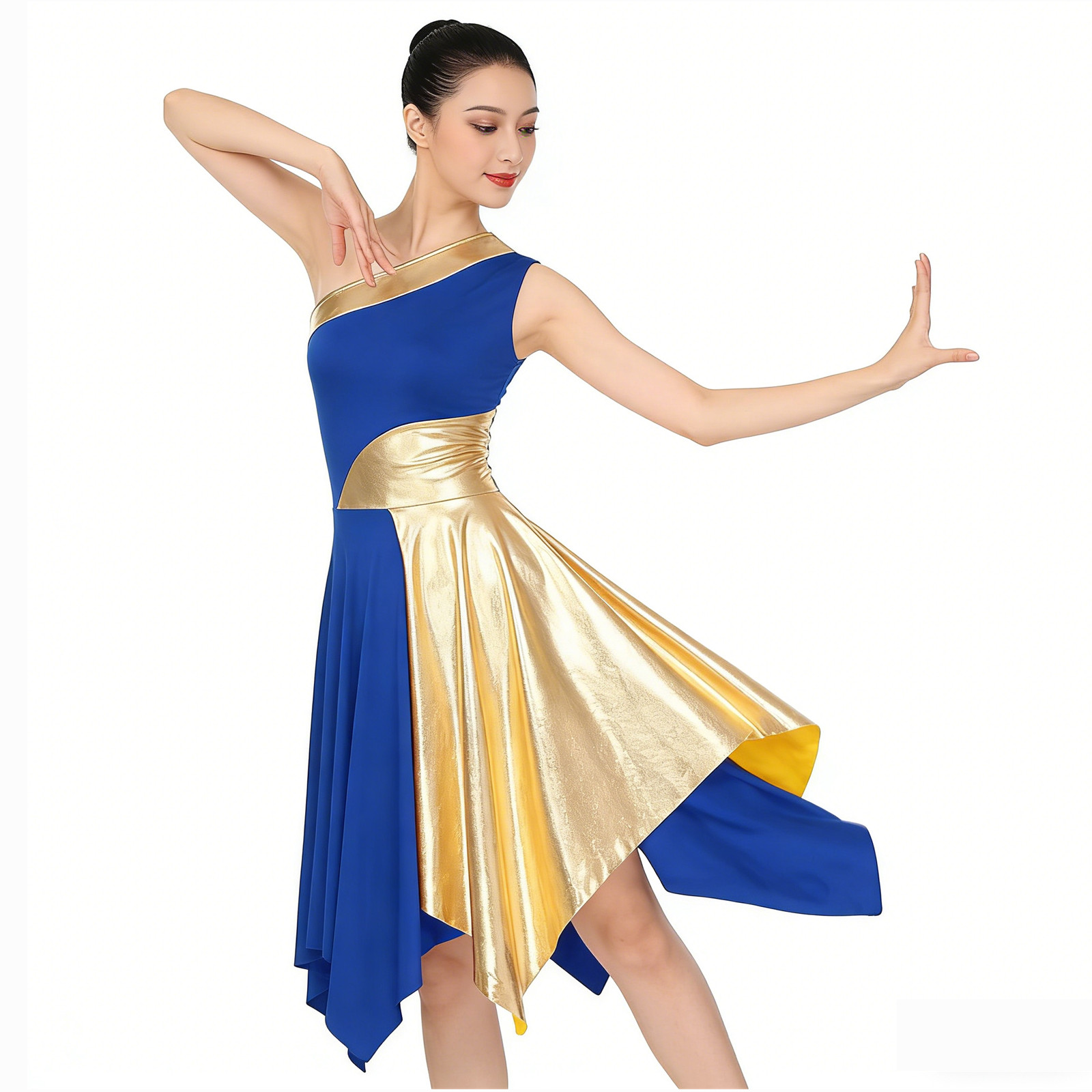Robe de danse liturgique pour femmes adultes, étiquette métallique, Costume de culte, robes de danse chrétienne lyrique, vêtements de danse