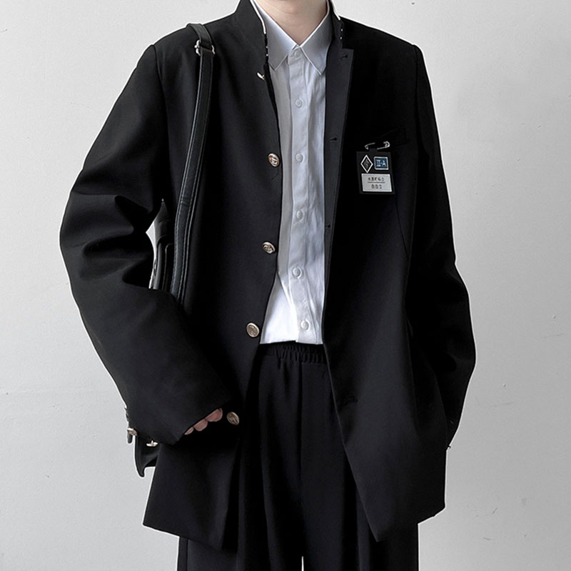 Veste d'Uniforme Sвde Style Japonais pour Homme, Col Montant, Tunique Trempée, Costume DK, Manteau Noir avec Plaque Nominative, Version Haute