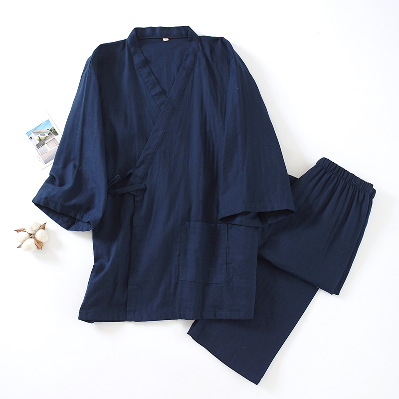 Kimono japonais en coton pour homme, pyjama masculin à lacets, vêtements de maison traditionnels, Haori Yukata, chemise de nuit, vêtements de maison pour le printemps/automne