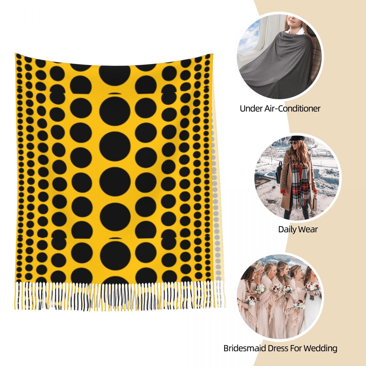 Infinity – écharpe à pois pour femmes, châles et enveloppes chauds d'hiver en cachemire, grand châle Yayoi Kusama pour dames