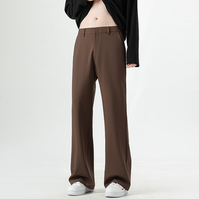 Pantalon de Costume Évasé Coréen pour Homme, Taille Élastique, Coupe Droite Ample, Couleur Unie, Idéal Bureau et Décontracté