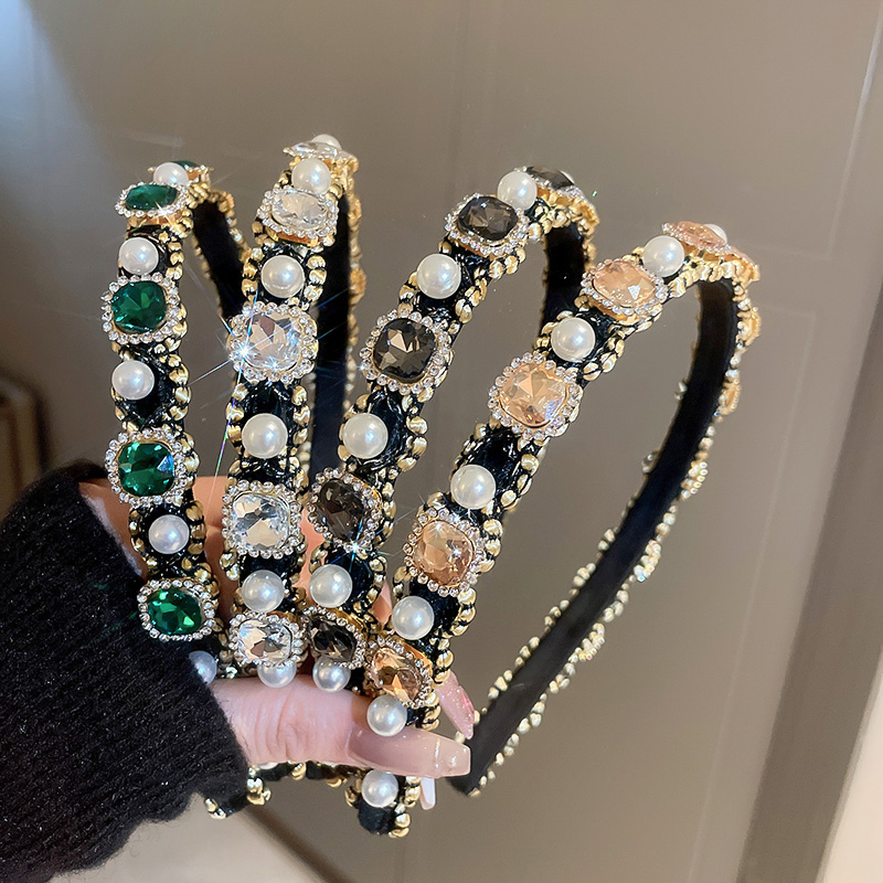 Serre-têtes de luxe brillants entièrement ornés de strass, bandeaux imitation perles, accessoires de coiffure pour femmes, bijoux pour fêtes et mariages K-