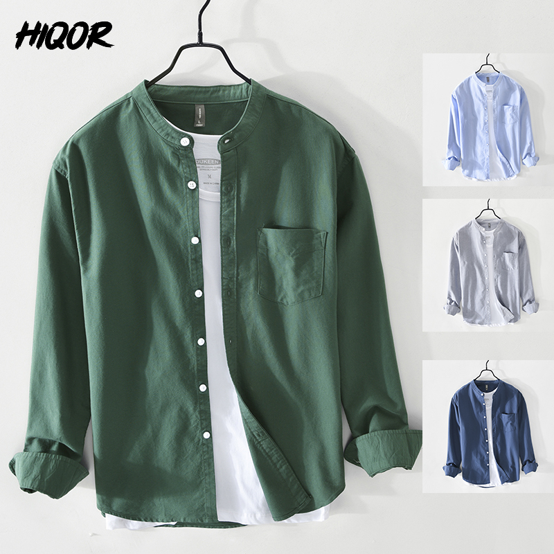 Chemises décontractées pour hommes HIQOR, style simple et tendance, nouvelle collection 2026, haute qualité, 100 % coton Oxford, chemises vintage pour hommes