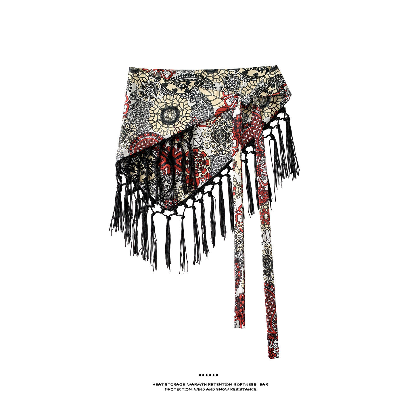 Écharpe triangulaire à imprimé floral pour femme, ceinture à nouer avec franges style bohème, accessoire de superposition pour jupe d'été