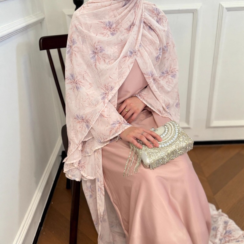 Robes de soirée 3 pièces ensemble pour femmes musulmanes Abaya avec écharpe longue Cardigan Robe robes ceintures dubaï Abayas Eid Ramadan Jalabiya