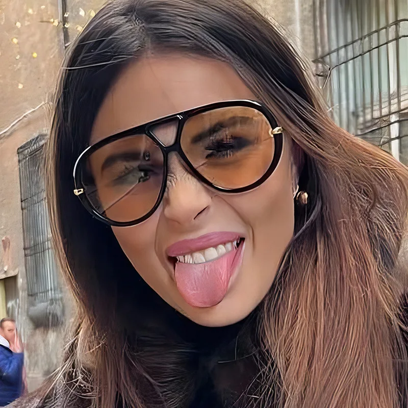 Lunettes de soleil pilote surdimensionnées de marque de luxe pour femmes et hommes, lunettes de soleil Vintage populaires 2025, Punk, Double pont, ombre UV400