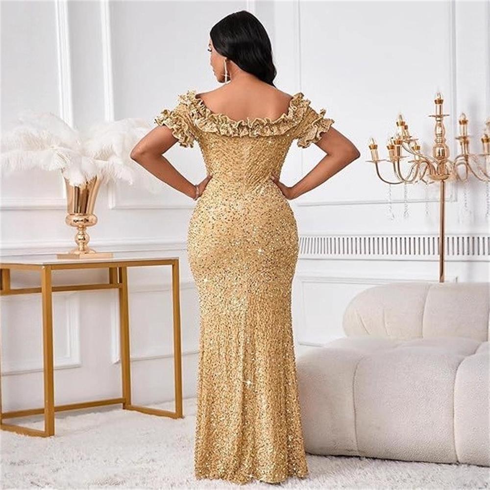 Robe de soirée élégante à épaules dénudées, robe de cocktail pour dîner et banquet