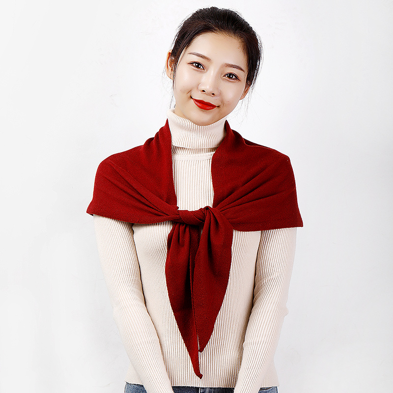 Écharpe Triangle en laine pour femmes, châle, chauffe-cou, couleur unie, polyvalent, Pashmina, doux, accessoires en tricot de printemps, 160x40cm