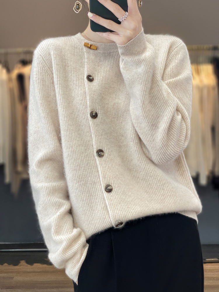 Cardigan femme 100% pur cachemire pull automne et hiver manteau haut de gamme épais automne grande taille pull manteau haut sens.