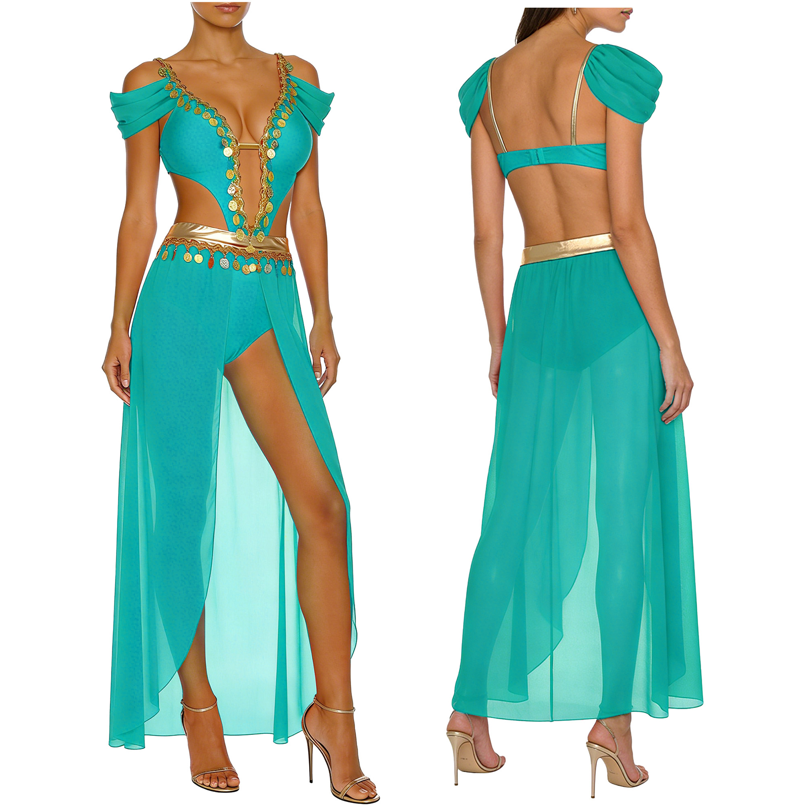 Robe de danse orientale pour femmes, avec paillettes, pompons, strass, fleurs, en mousseline, à ourlet fendu, pour la danse moderne indienne, arabe et égyptienne