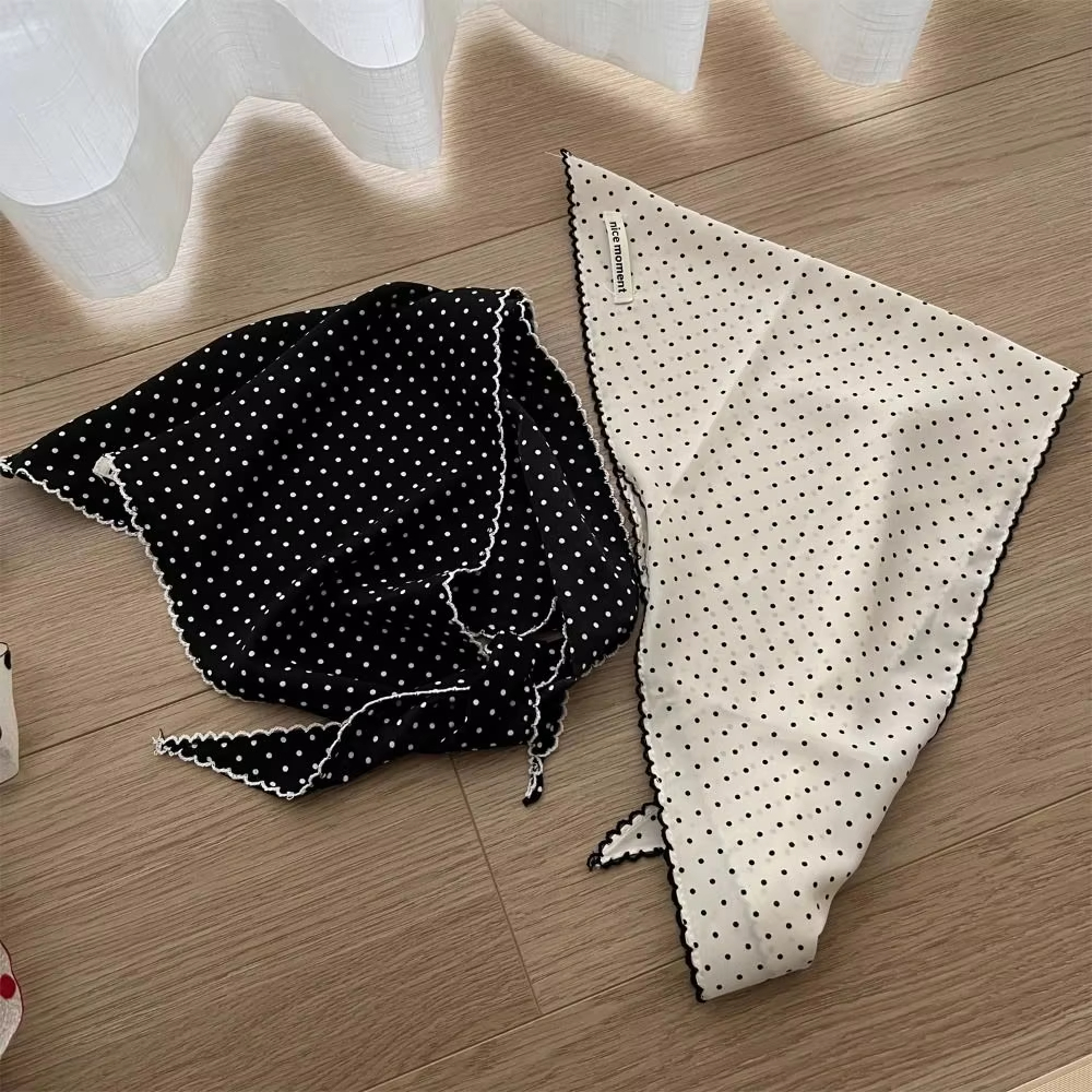 Coréen doux à pois bandeau foulard Turban écharpe mode soie triangulaire bandeau de cheveux mince rayé vacances cheveux écharpe